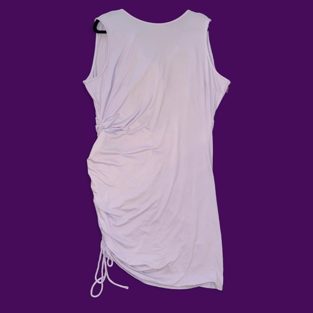 Haute Monde 3X Lavender Ruched Drawstring Midi Dress Sleeveless Stretch